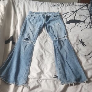 American Eagle Outfitters Blue Flare Wide Leg Jeans